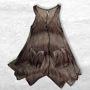 vintage paradise brown striped fairy hem swim cover up